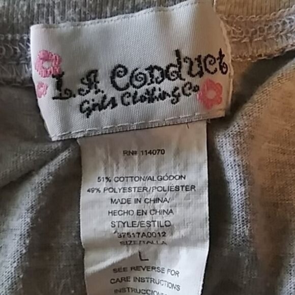 L.A. Conduct Size Large Gray Cat Graphic Tee For Girls - Picture 4 of 6